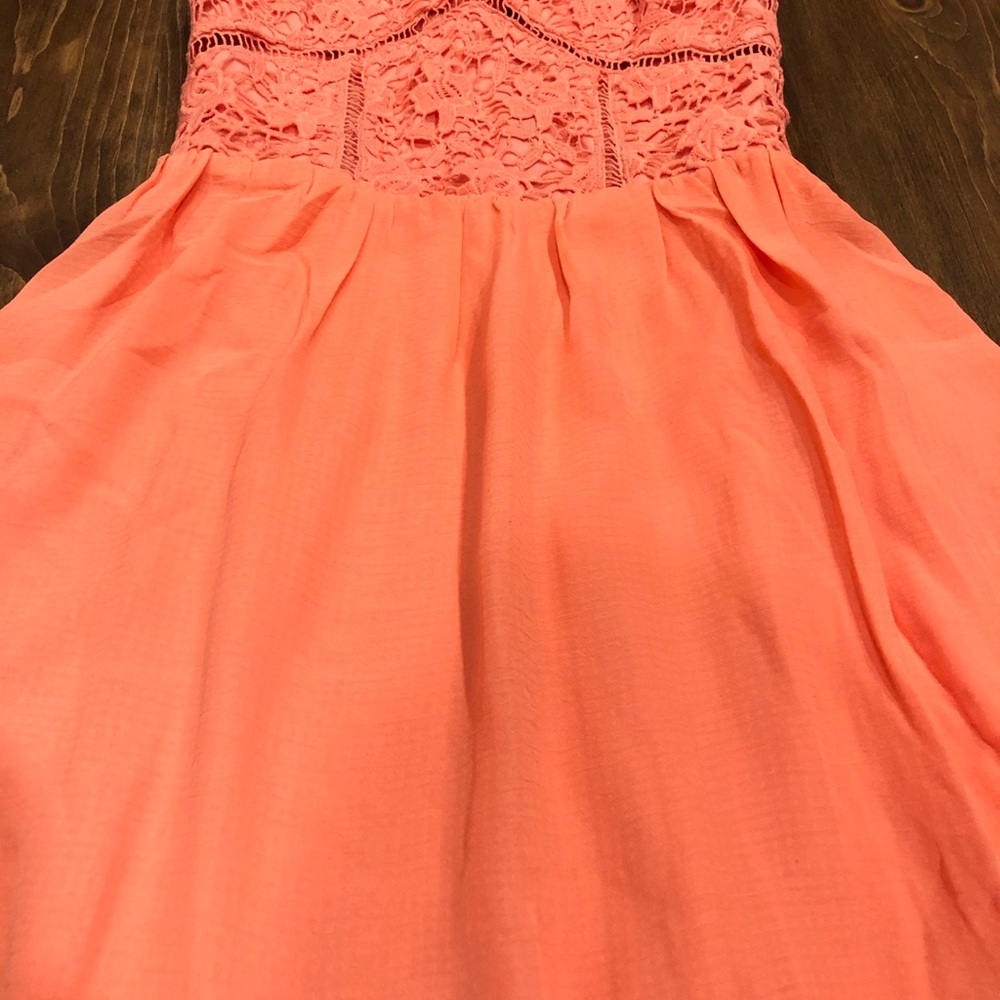 Coral Dress with cut out floral top detail - Picture 3 of 6